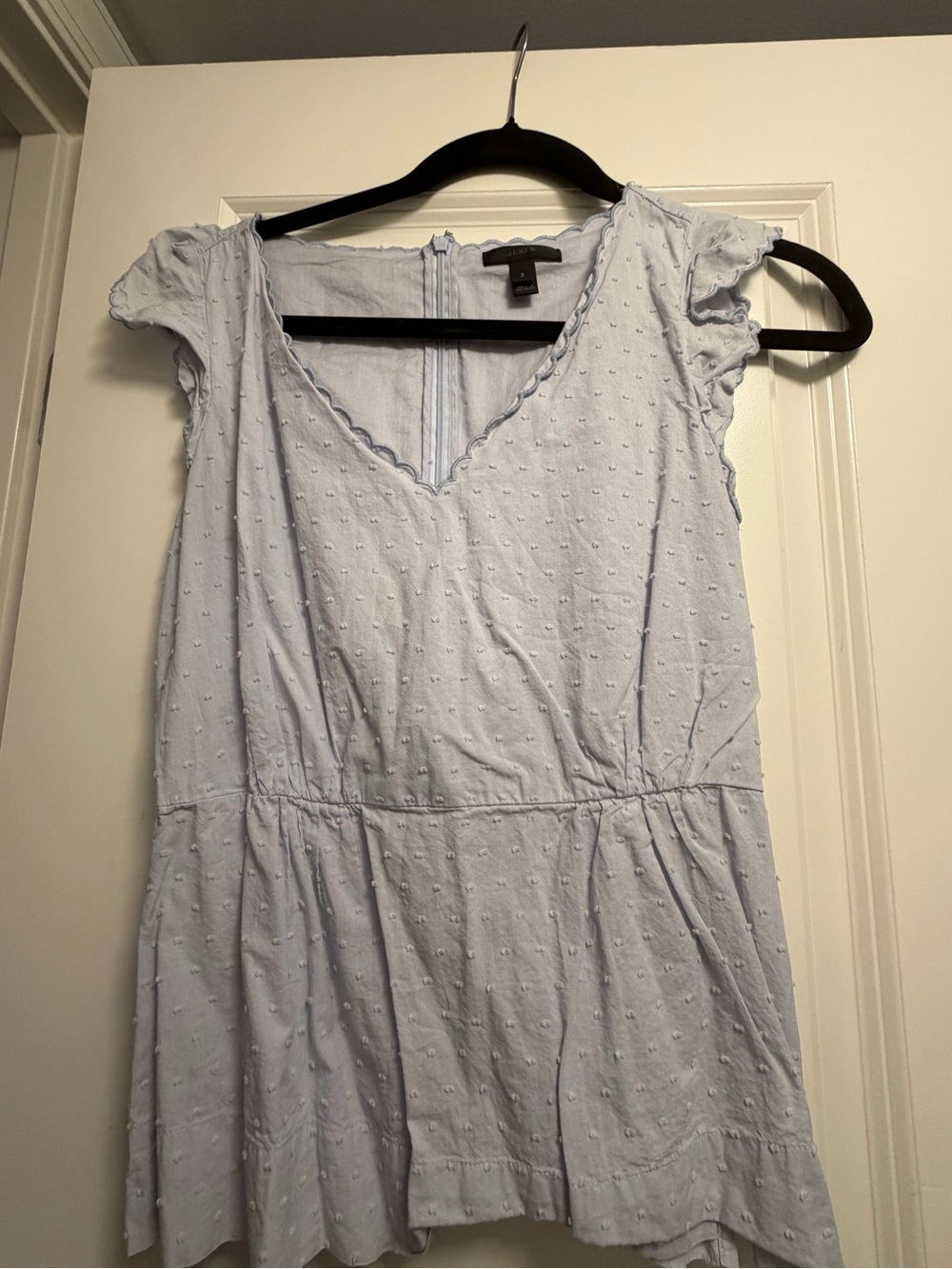 J. Crew Light Blue Swiss Dot V-Neck Top